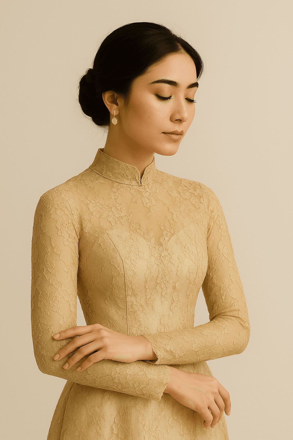 Elegant Indonesian dress with intricate lace details